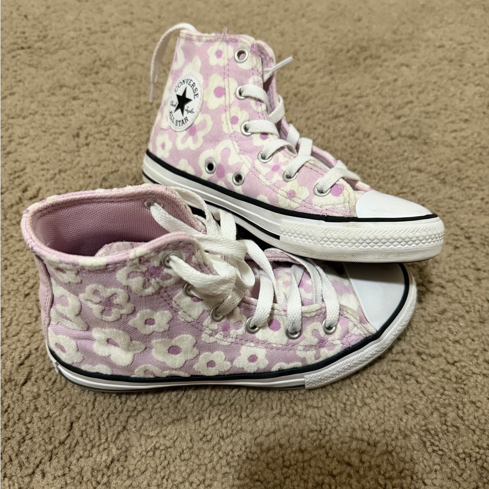 Converse Kids High-Top Sneakers - Light Pink and White Floral